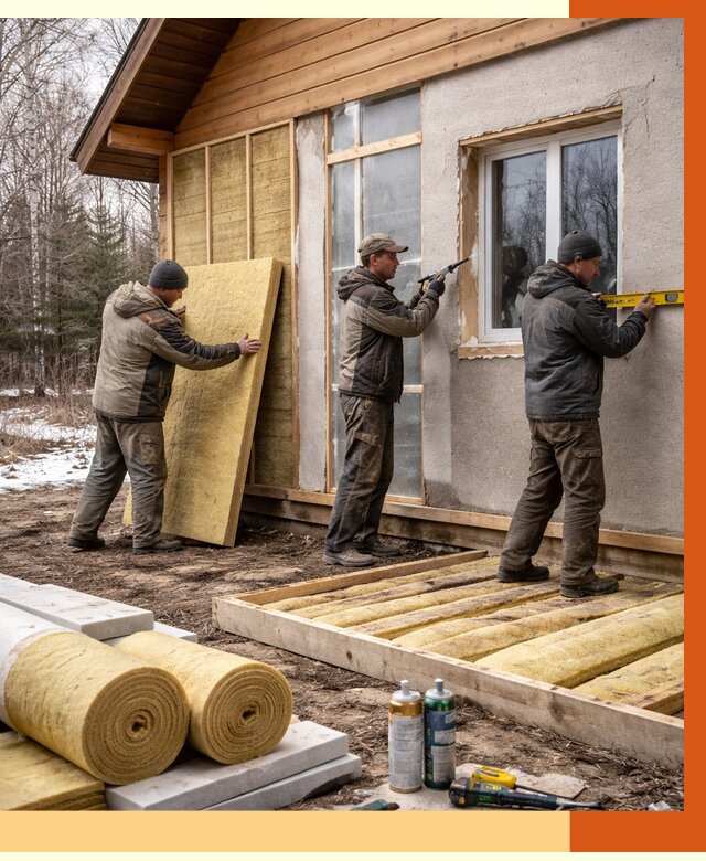 Утепление дачного дома в Муре от 4850 руб/м2 — недорого | ТепломастерМум